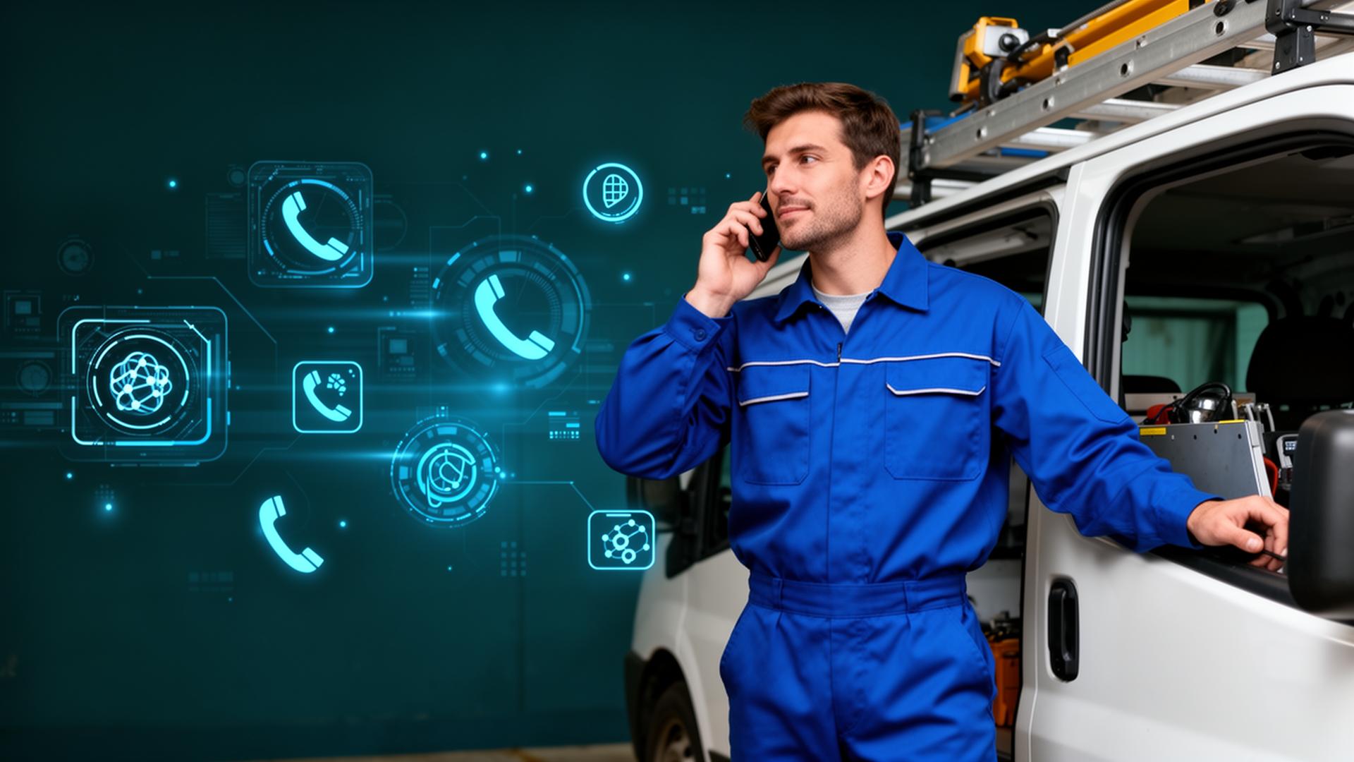 Plumber using AI receptionist technology to answer calls while on job