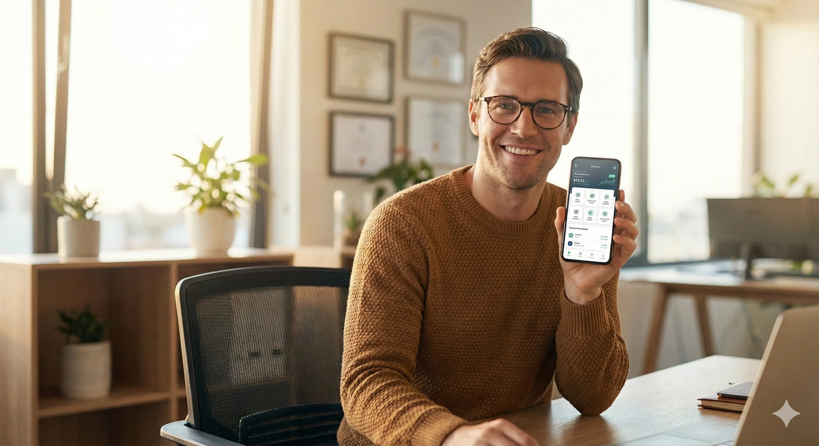 Business owner comparing AI receptionist alternatives on smartphone