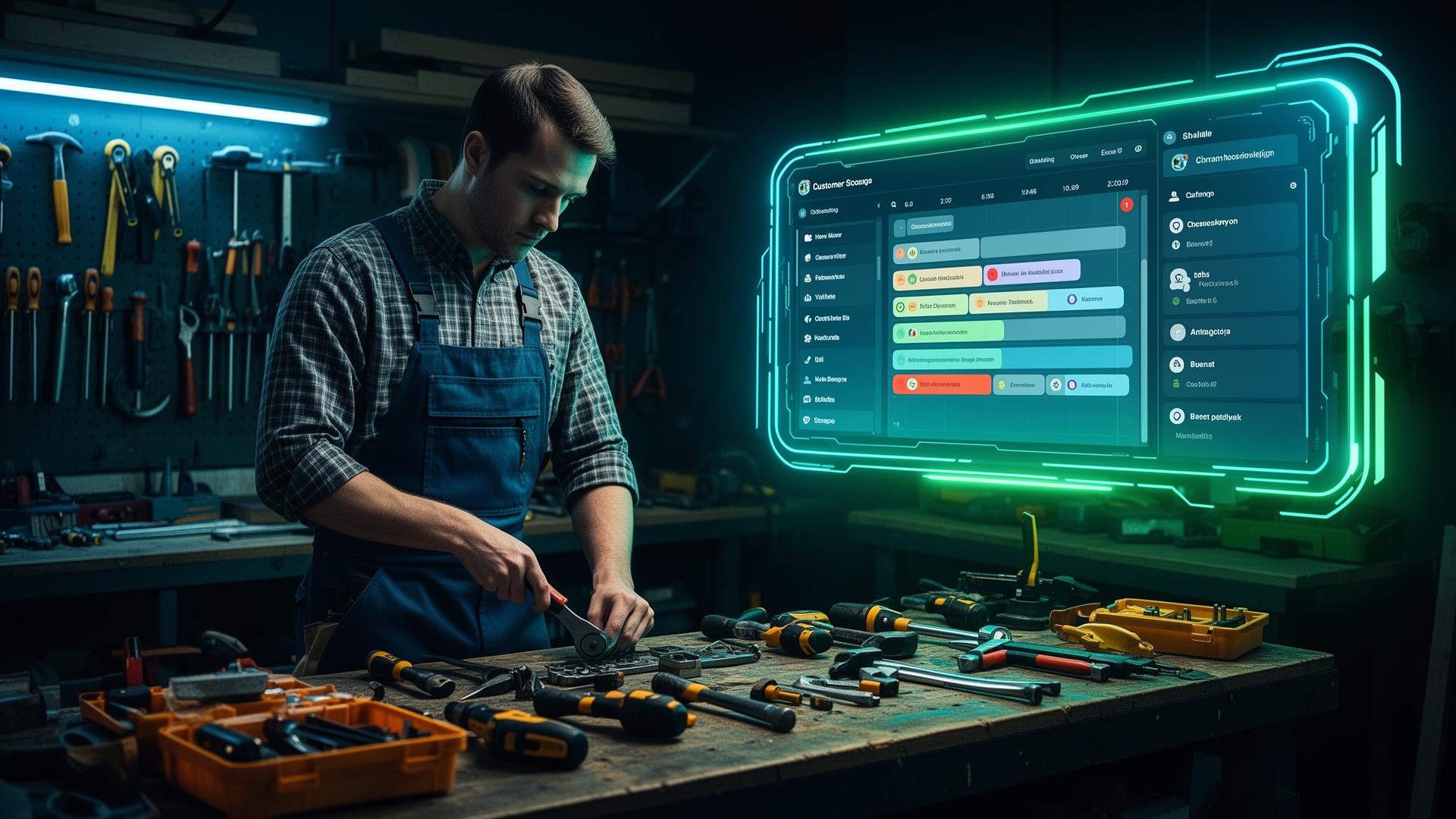 Handyman with AI-powered scheduling and customer management interface