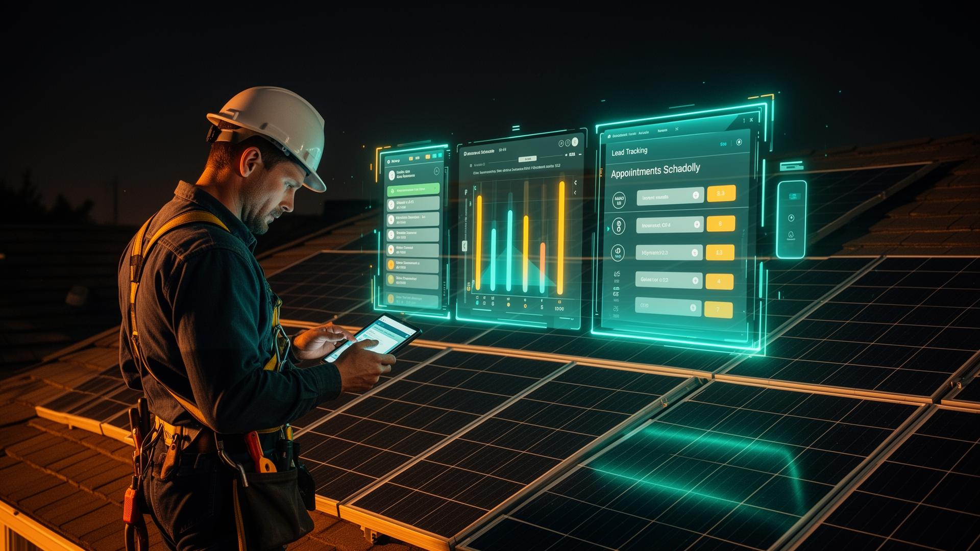 Solar installer with AI-powered lead tracking and appointment scheduling interface